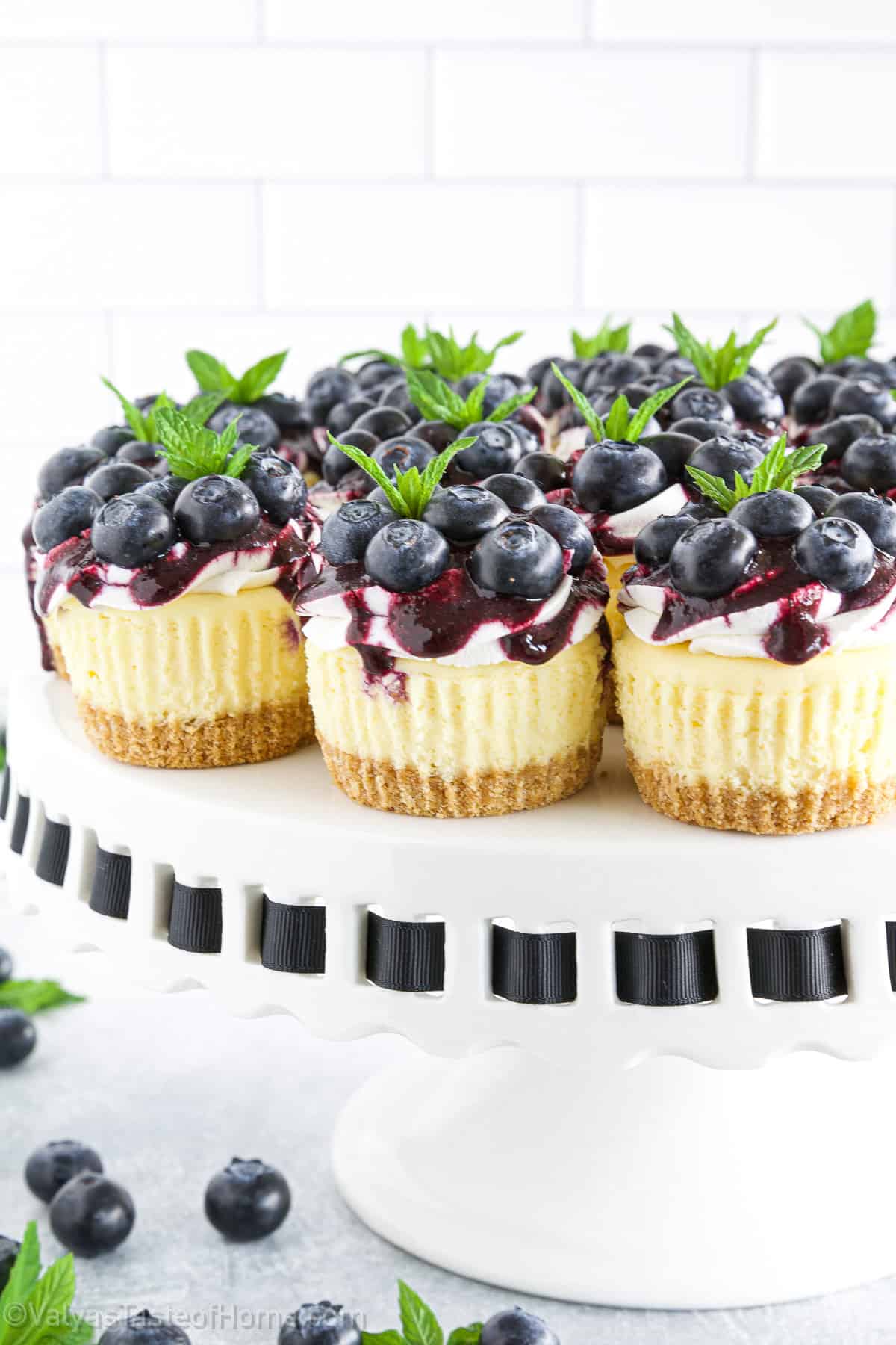 Blueberry cheesecake is a favorite treat among those who prefer the acidic creaminess of the cheesecake combined with the natural sweetness of blueberries.