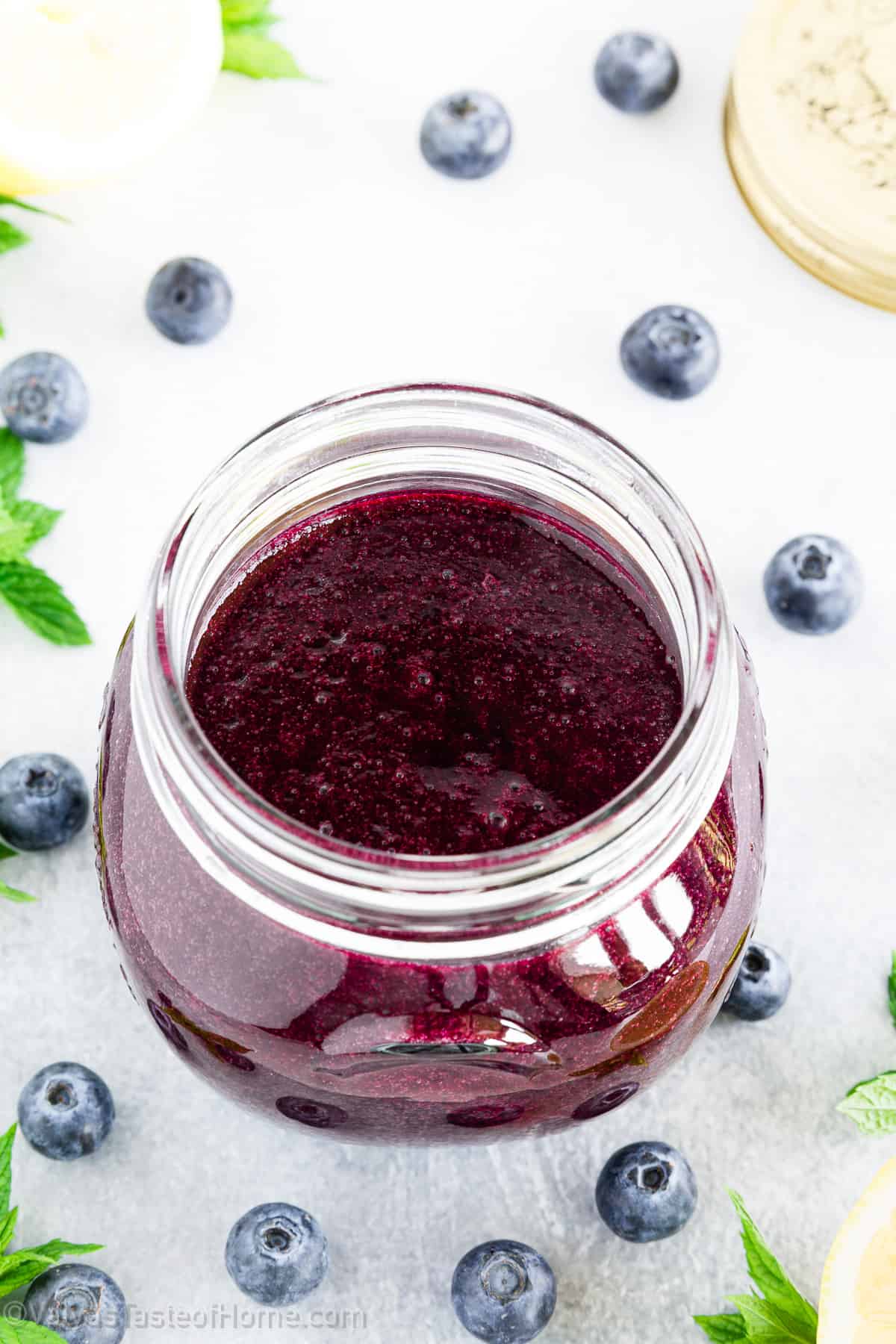 Blueberry coulis is a versatile blueberry sauce prepared from fresh blueberries reduced to a smooth, pourable consistency through cooking and blending.