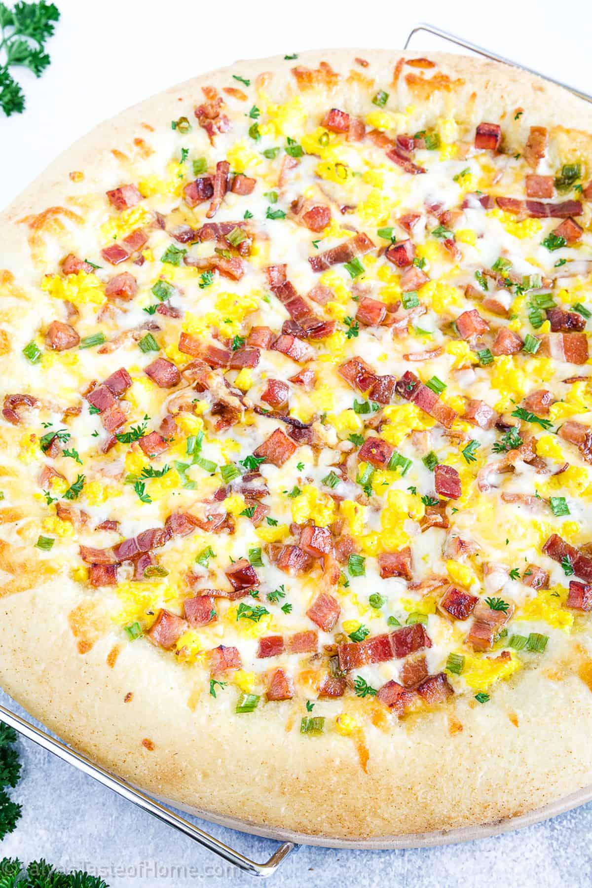 This recipes combines everything you love about bacon, ham, and egg with the flavors of pizza for the most delicious combo ever!
