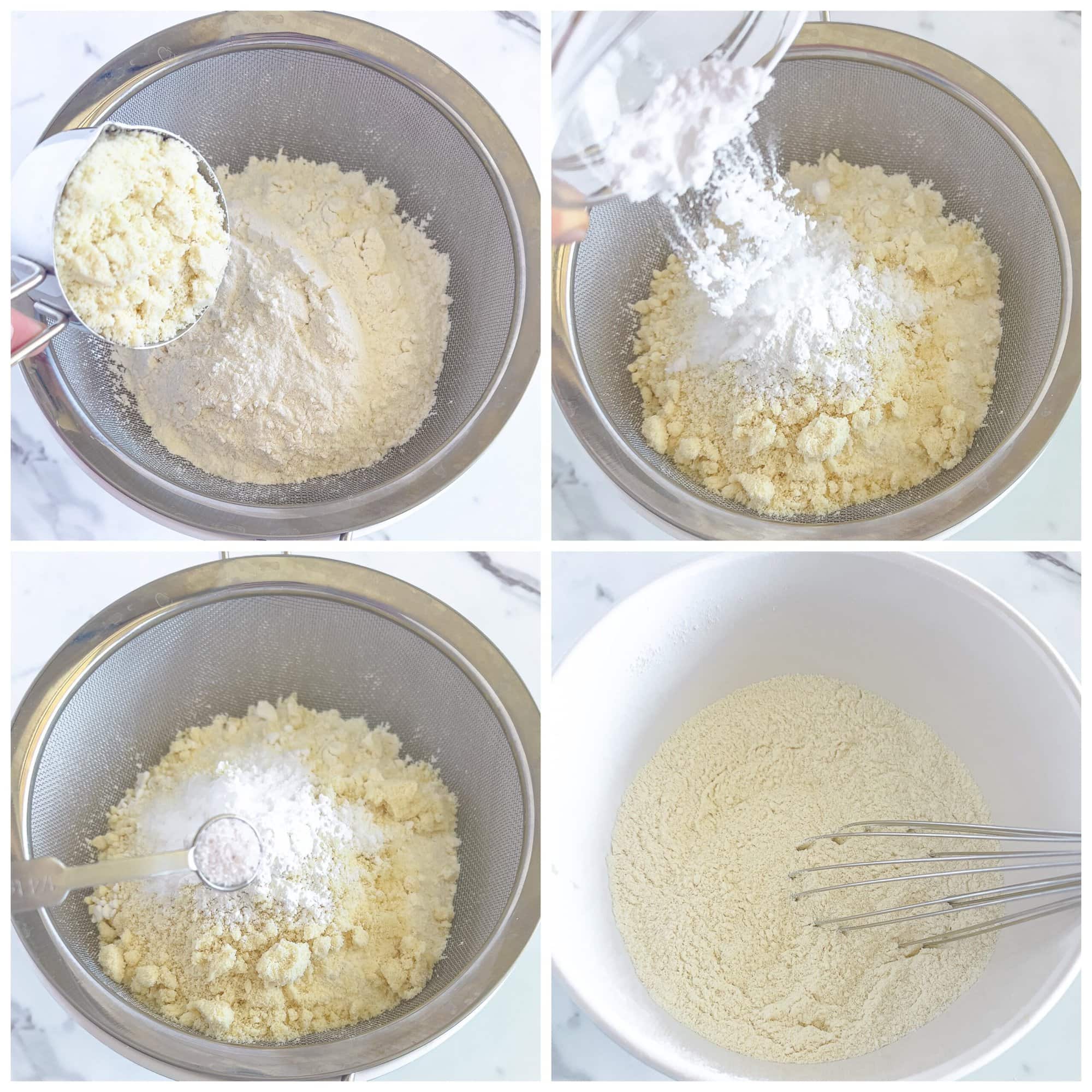 Start by carefully measuring all the dry components. This includes all-purpose flour, almond flour, baking soda, baking powder, and a pinch of sea salt.