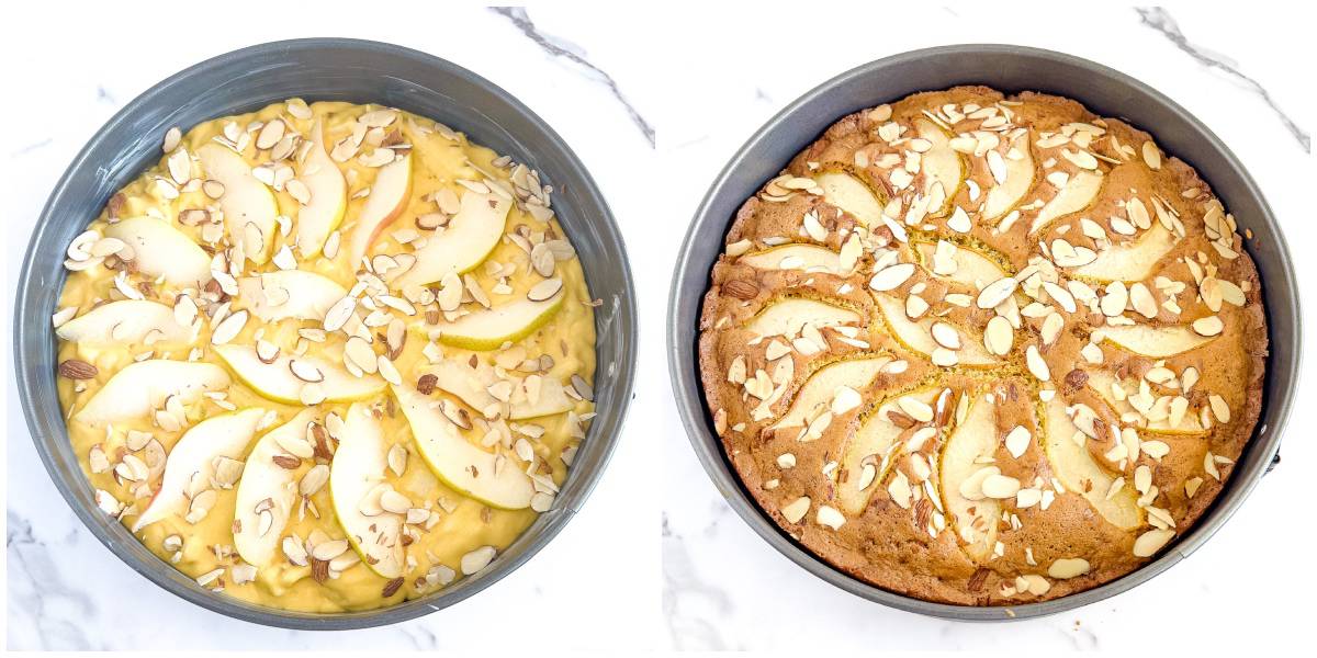 Bake the cake for about 30 minutes, or until the top turns a delicious golden brown color.