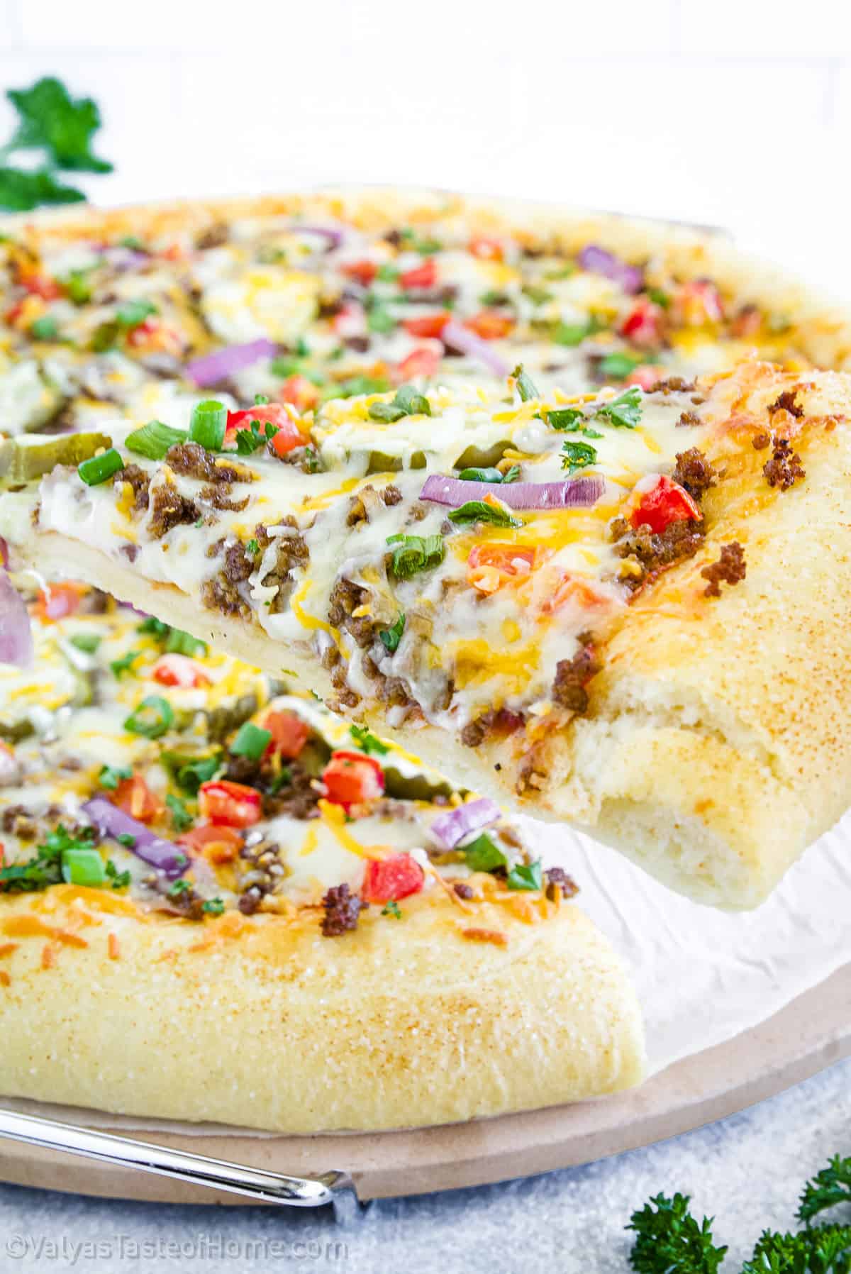 This cheeseburger pizza is truly a fun and tasty twist on the traditional pizza, combining the best elements of a cheeseburger with the convenience and versatility of pizza.