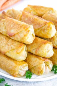 The fried egg rolls can be served as a standalone appetizer, or they can be accompanied by a dipping sauce of your choice, such as sweet and sour sauce or soy sauce.