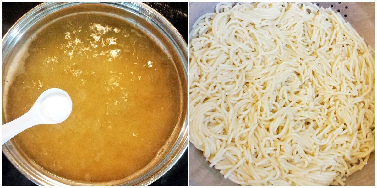 Cook the pasta for 10 minutes, stirring it every 1-2 minutes to prevent sticking.