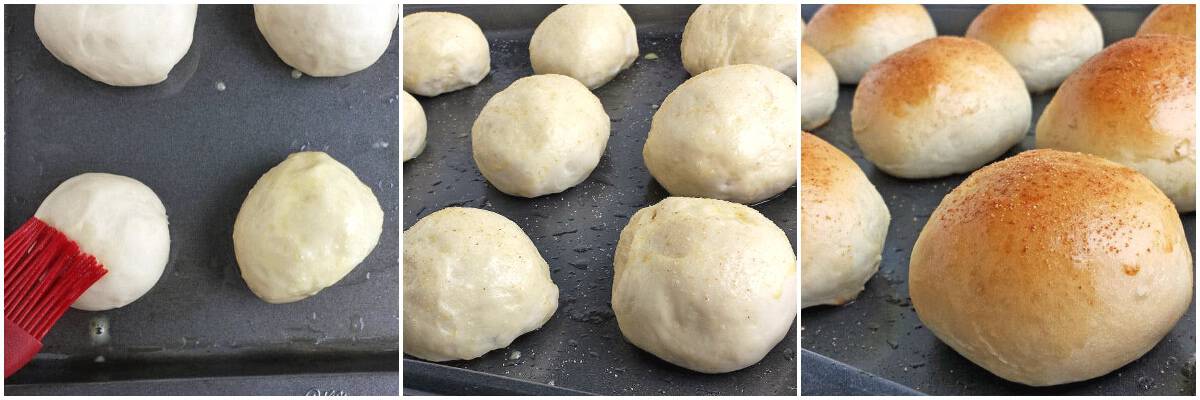 Once the rolls are finished baking, remove them from the oven and allow them to cool for 5 minutes before removing them from the pan.