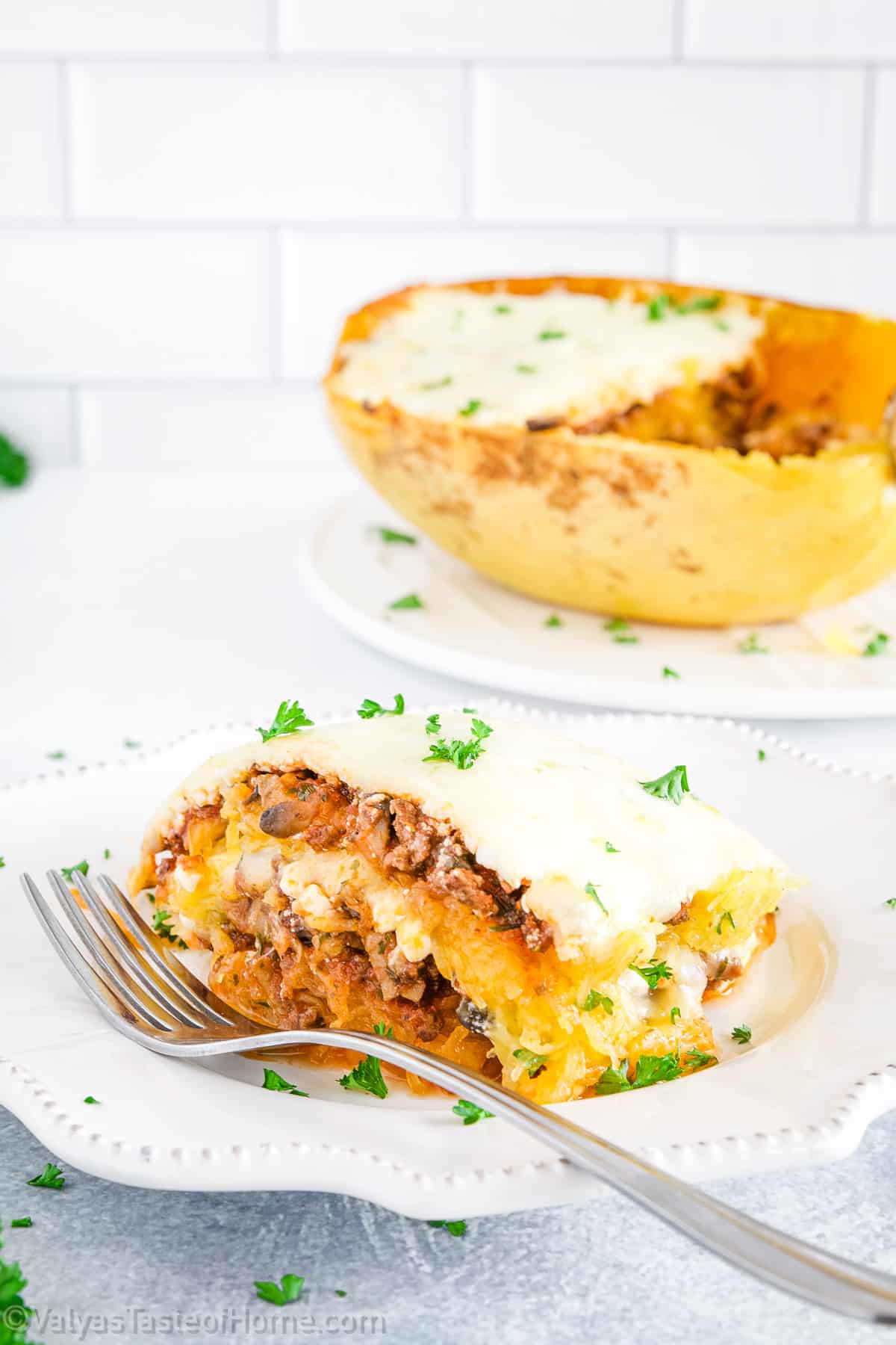 Spaghetti squash lasagna boats bring together the comfort of lasagna and the unique twist of spaghetti squash.