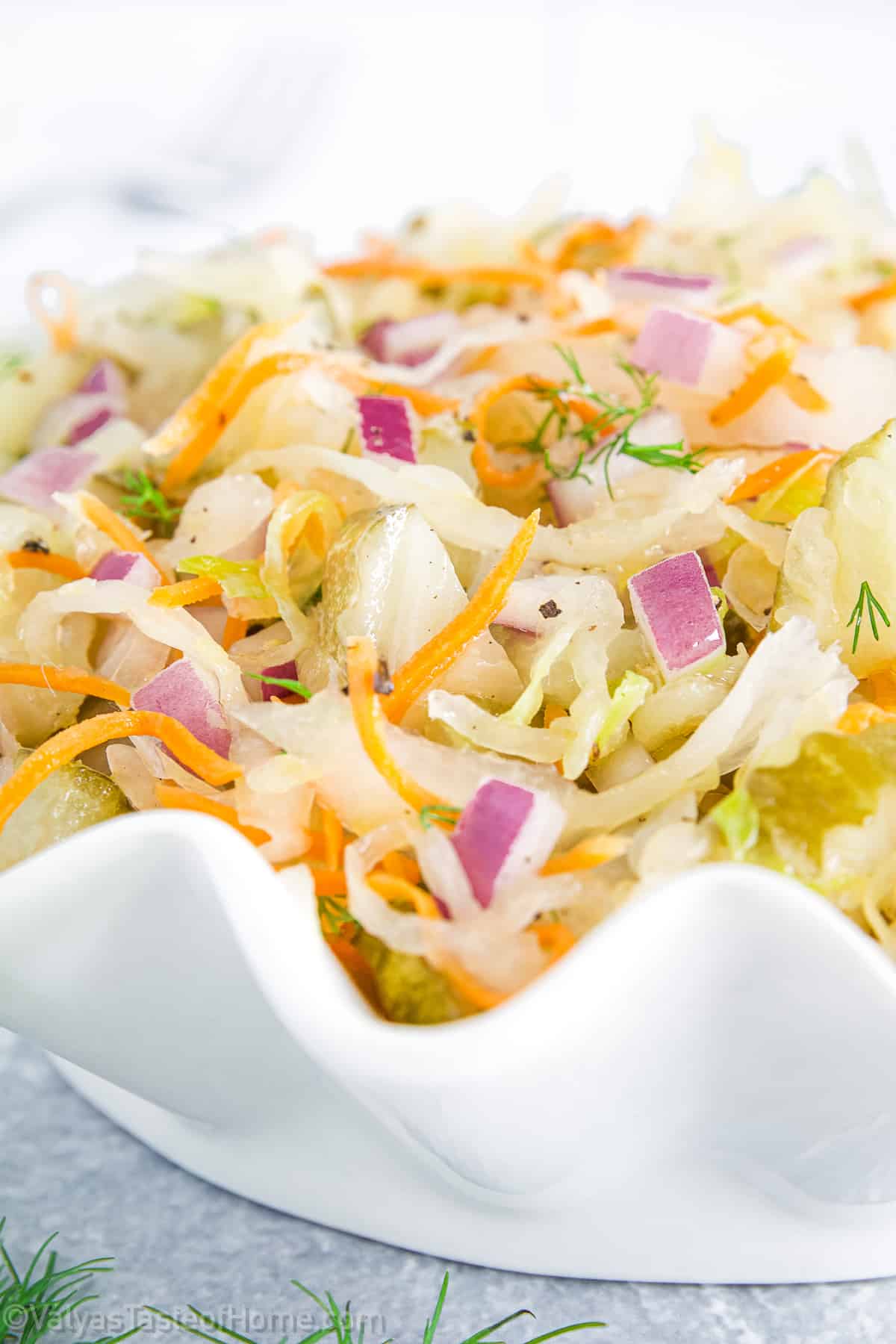 The sauerkraut salad is not just easy to prepare but also packed with fiber and low in calories.