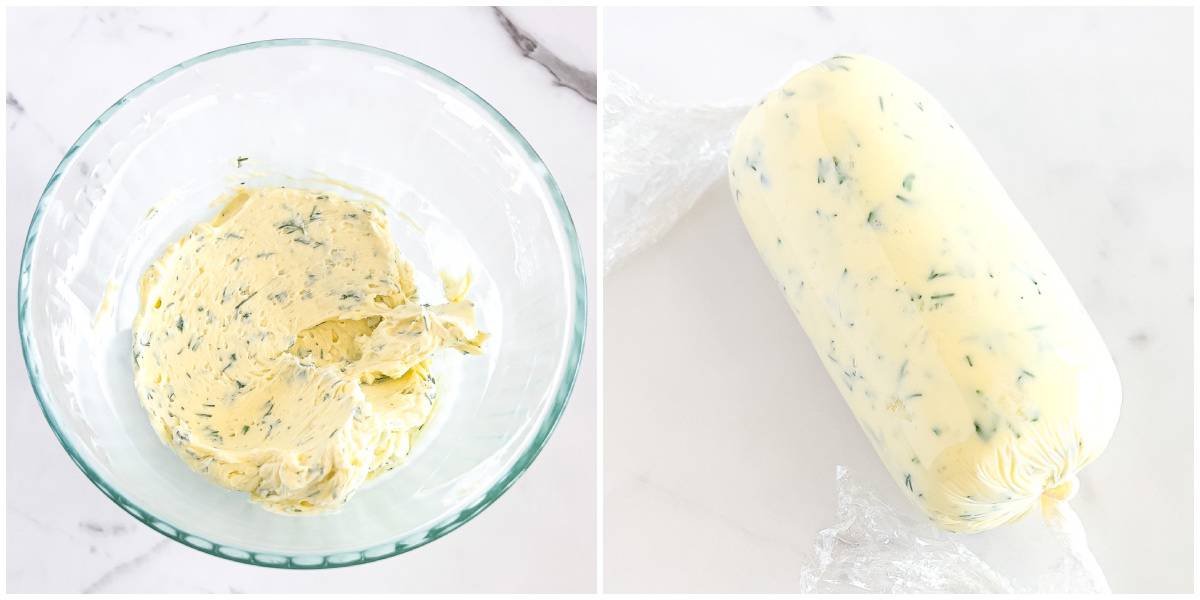 Place your mixed butter onto a piece of parchment paper or plastic food wrap.