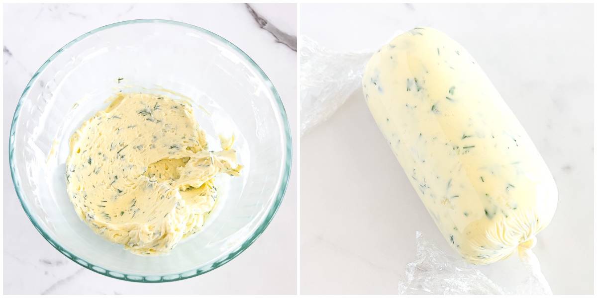 Place your mixed butter onto a piece of parchment paper or plastic food wrap.