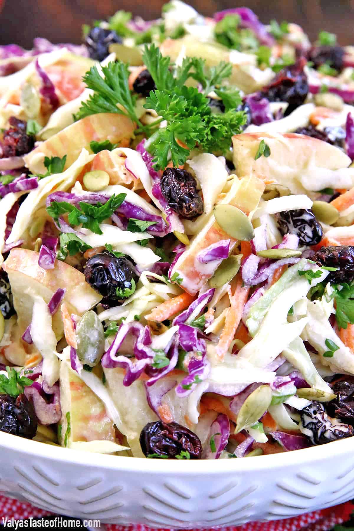 This Apple Cranberry Slaw is perfect for your holiday table. It's a crunchy, tangy, sweet side that goes well with everything and can even be made ahead!