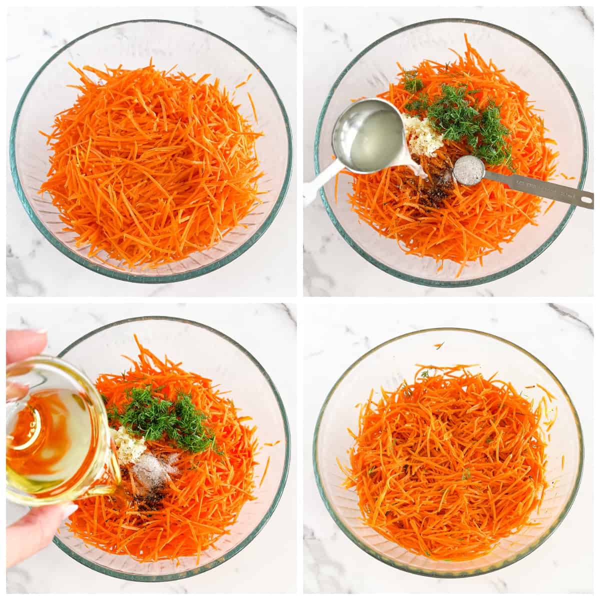 The final step is to let the salad chill in the fridge for a few hours before serving. This allows the carrots to absorb all the wonderful flavors from the dressing. 
