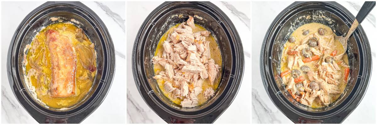 Once the pork is done cooking, you can shred the meat inside of the slow cooker pot. Keep the slow cooker on a low heat setting until you're ready to serve, for up to an hour.