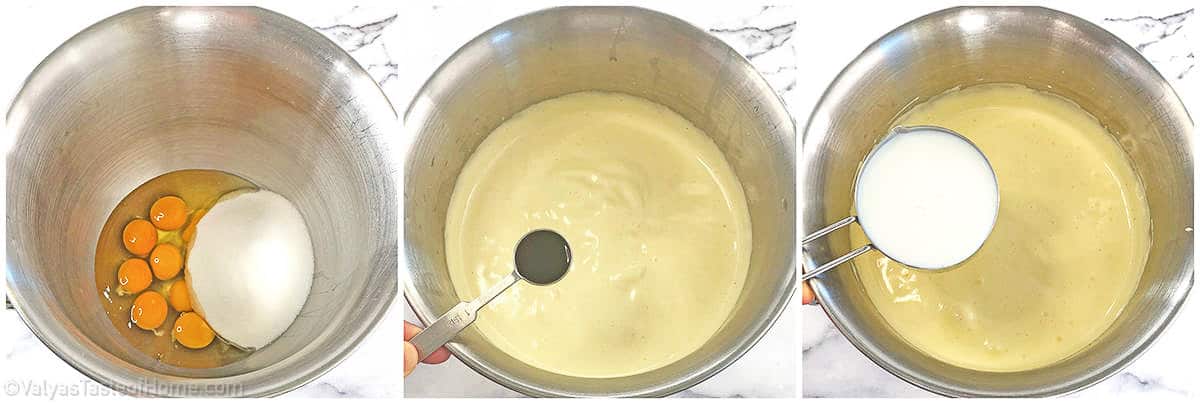 At this point, reduce the mixer speed to medium or low and add in the vanilla and orange extracts, orange zest, and buttermilk.