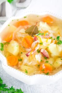 The homemade sauerkraut and fresh dill, which gives it a unique twist. These ingredients not only amp up the flavor but also take the soup to a whole new level of yum.