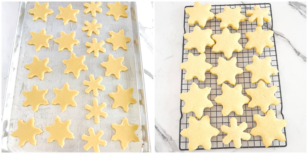 Now it is time to bake! Arrange your cut-out cookies on a prepared baking sheet, leaving about 2-3 inches of space between each cookie to allow for spreading.