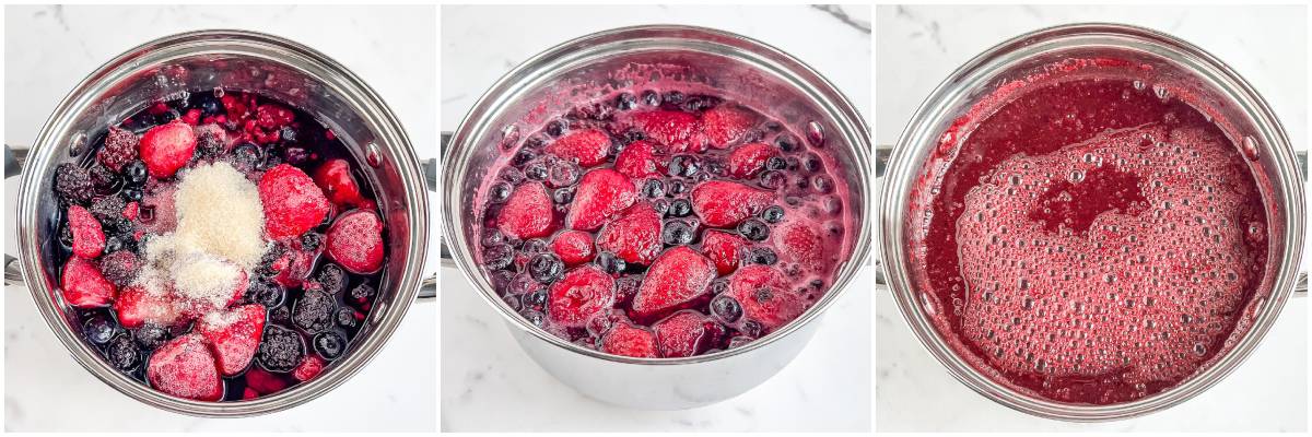 Once the berry mixture has cooled to a warm temperature, transfer it to a food processor and process it until it becomes smooth in texture. Run the mixture through a strainer to remove the seeds.