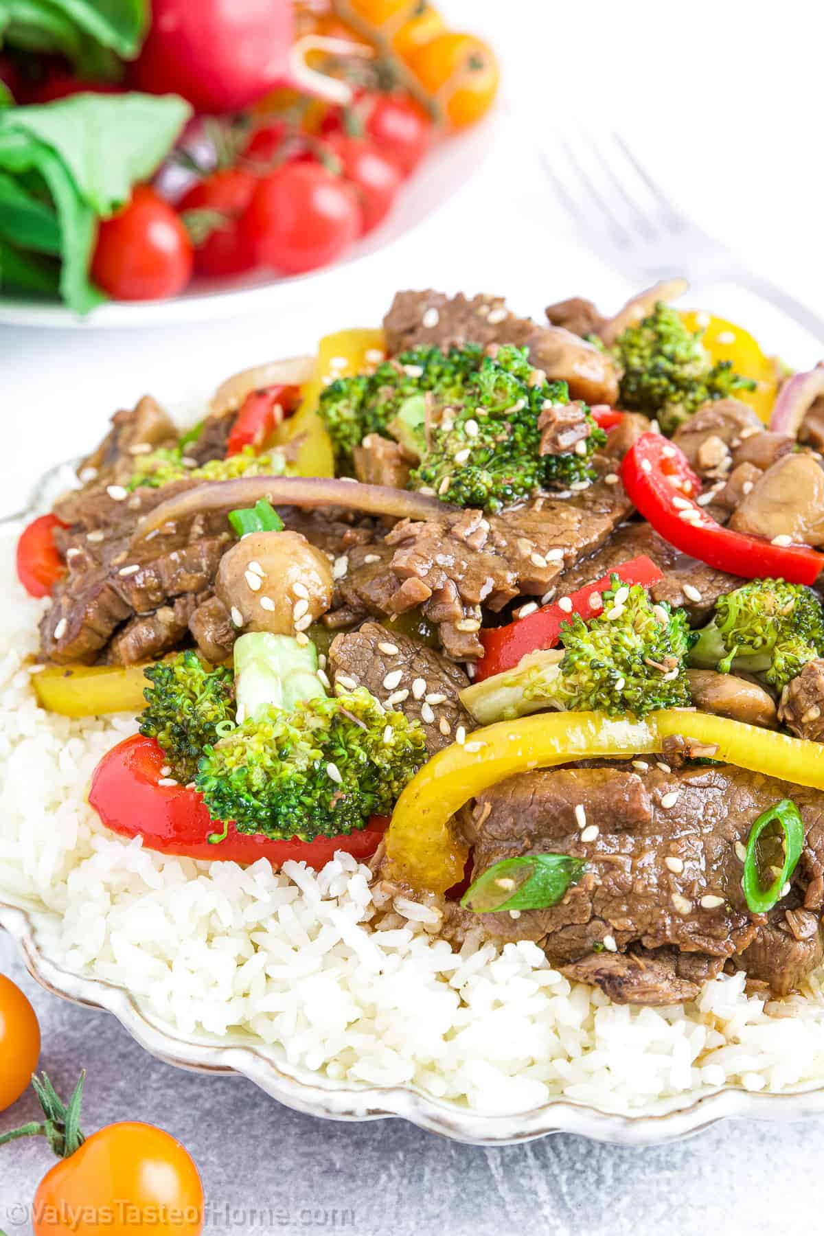 What sets this Beef Stir Fry recipe apart is the delicious stir fry sauce. Forget about store-bought sauces - this homemade version, with its carefully balanced blend of soy sauce, sesame oil, maple syrup, beef bouillon, garlic, and ginger, will make sure you get the tastiest beef stir fry. 