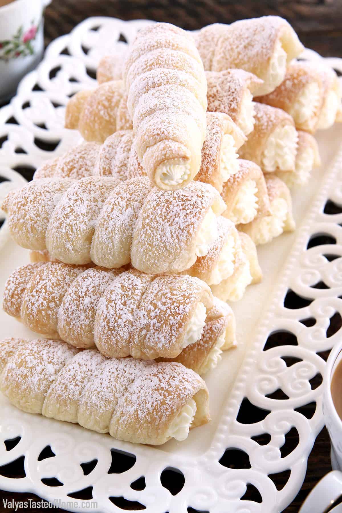 These classic cream horns are one of the most loved recipes by my whole family, my absolute favorite pastry, and very well-loved by you as well! The ingredients are so simple. 