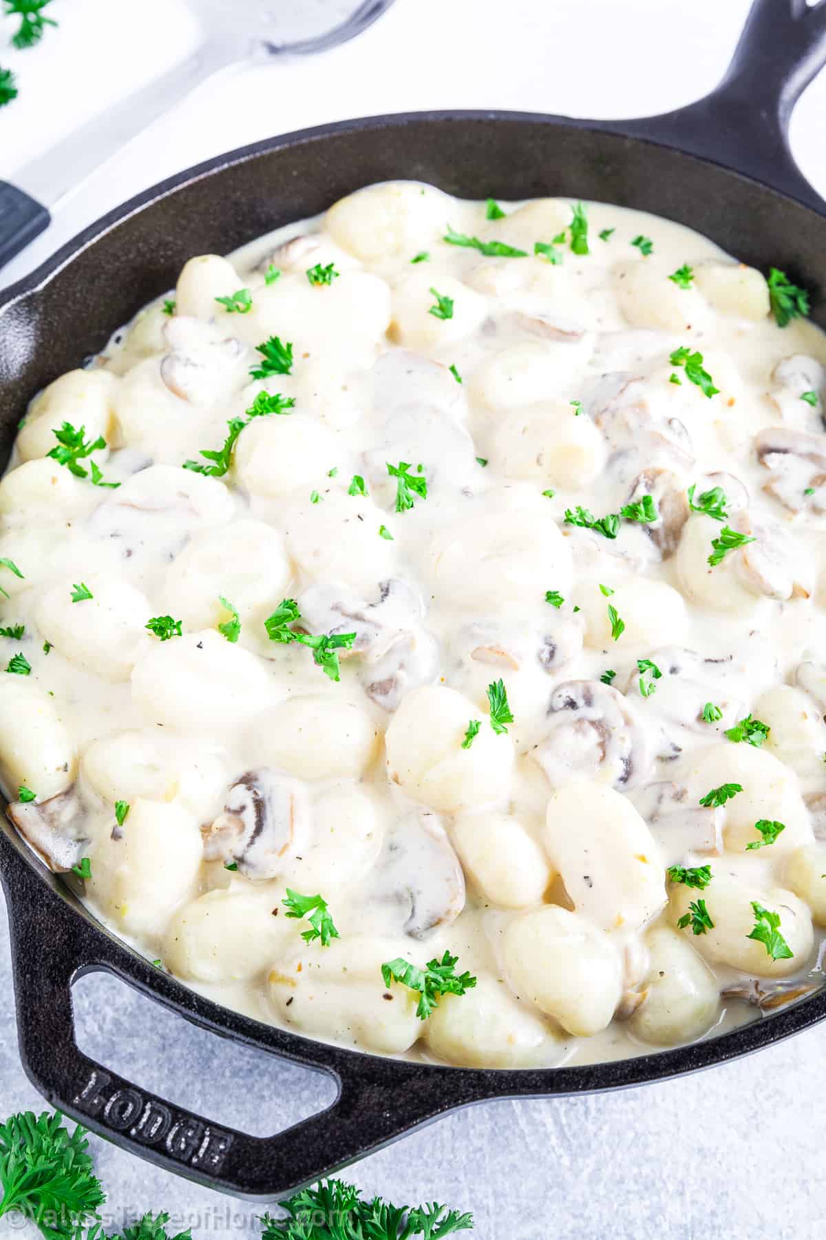 The combination of pillowy gnocchi, creamy sauce, and the earthy flavors of various mushrooms make this a rich and velvety dish that's guaranteed to become a family favorite.