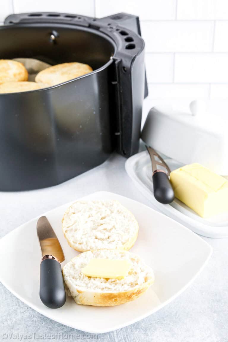 These Air Fryer Biscuits are soft, tender, and have a buttery edge. They're perfect with butter and honey or jam, and they're ideal for weeknights or quick weeknight breakfasts.