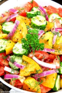 The crispness of the lettuce, the sweetness of the cherry tomatoes, and the crunch of the carrots all come together to create a harmonious blend of flavors.