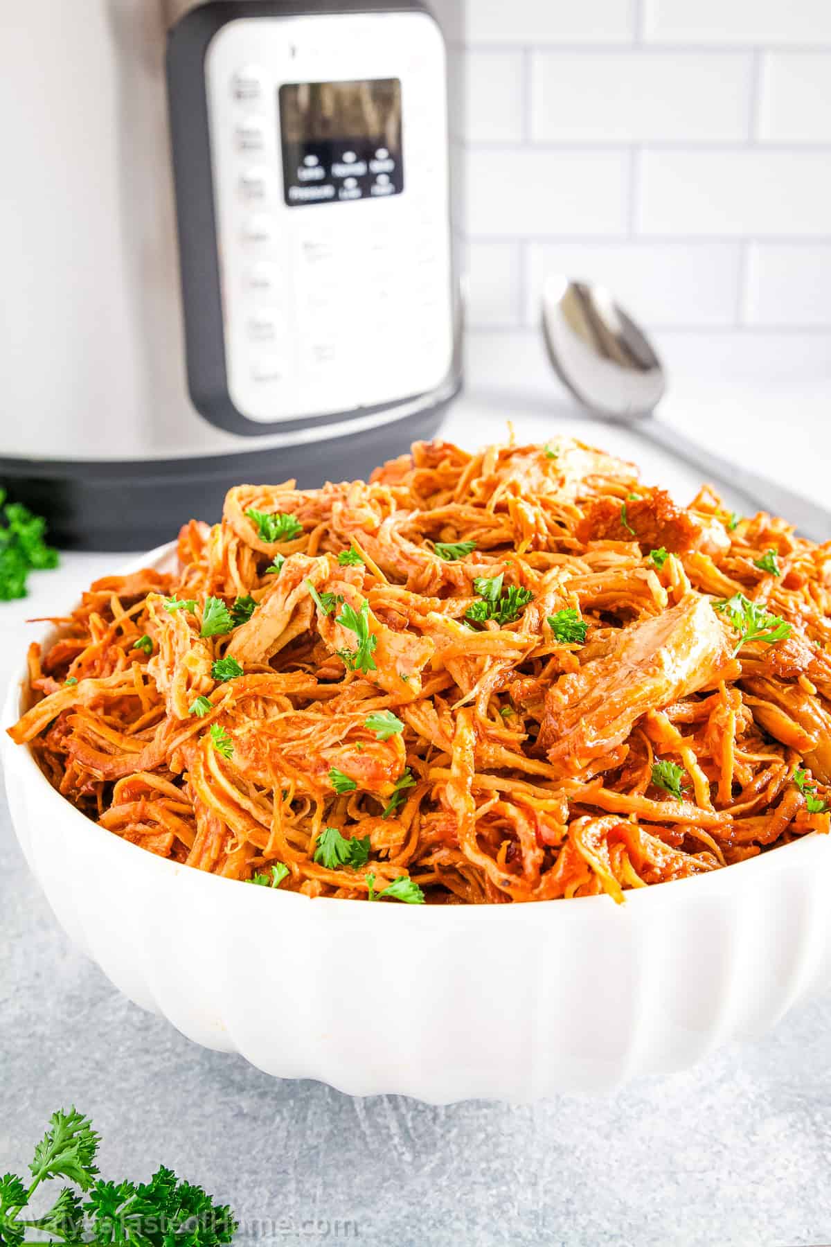This Barbeque Pulled Chicken recipe is incredibly tender, juicy, packed with flavor, and super easy to make! It's the perfect meal for busy weeknights.