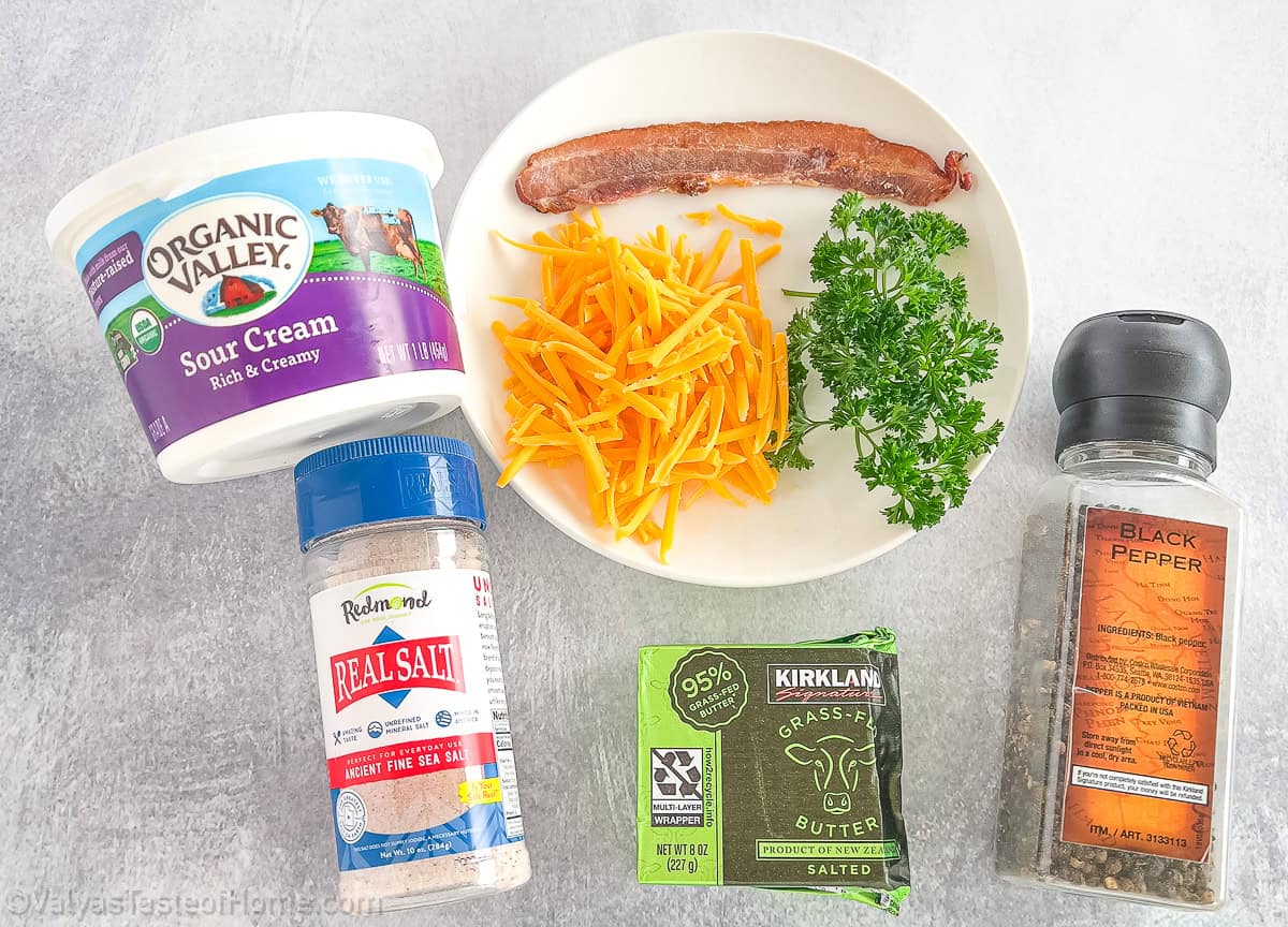You will need these home staple simple ingredients to make these delicious baked potatoes.