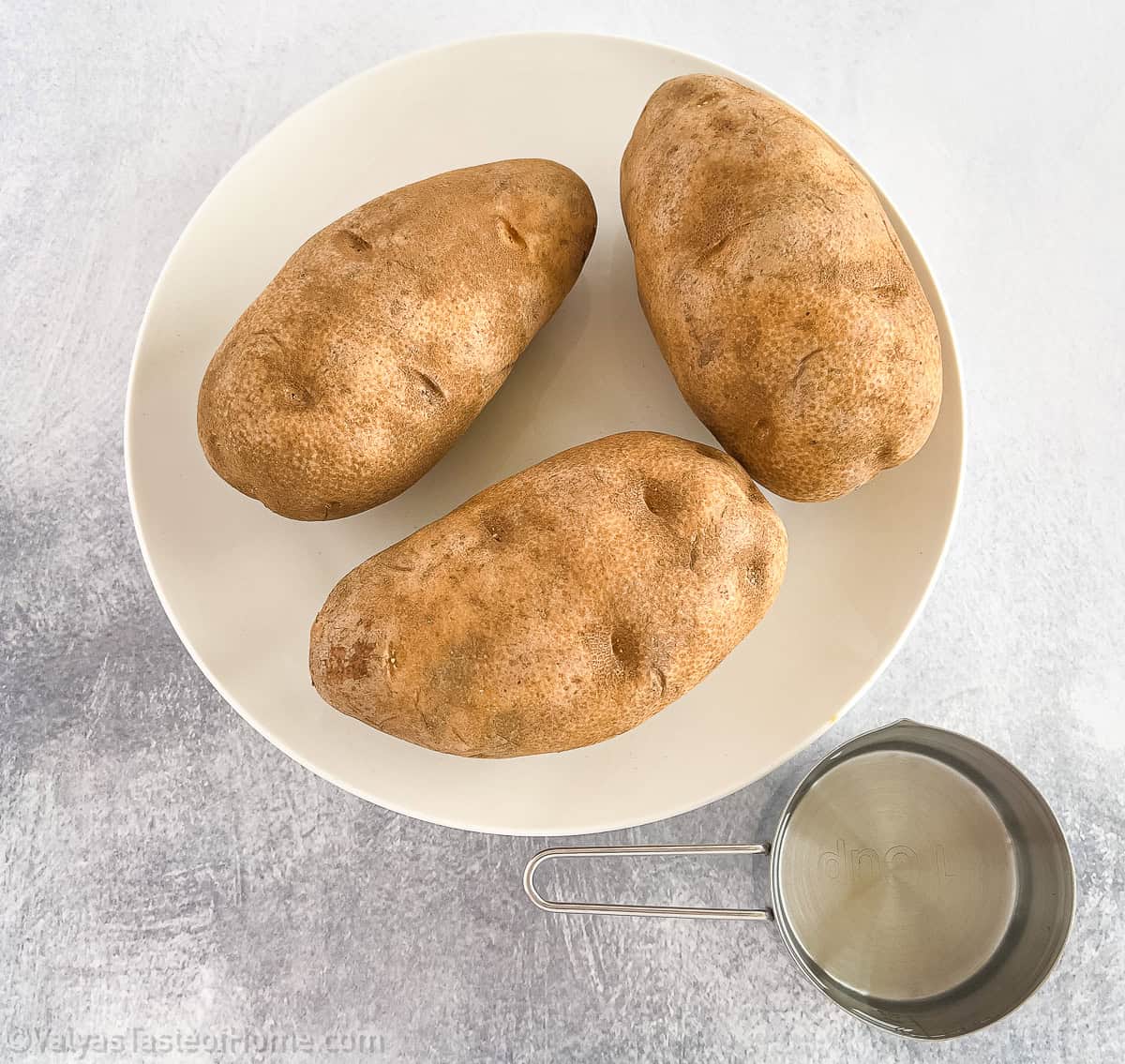These home staple are needed to make these delicious baked potatoes with crispy skins.