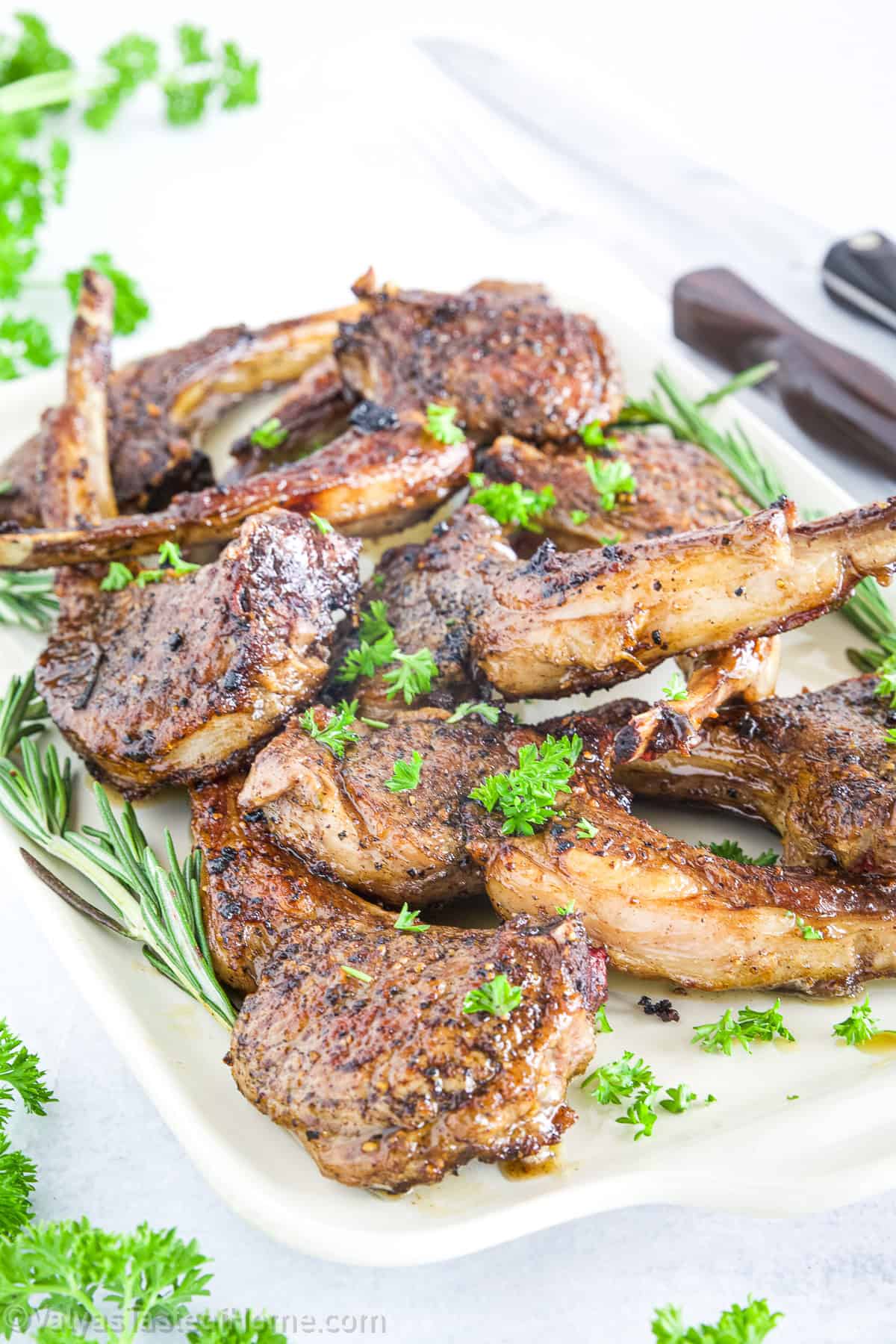 Loin lamb chops with garlic butter and rosemary are a flavorful and aromatic dish that brings out the best in this tender cut of meat.