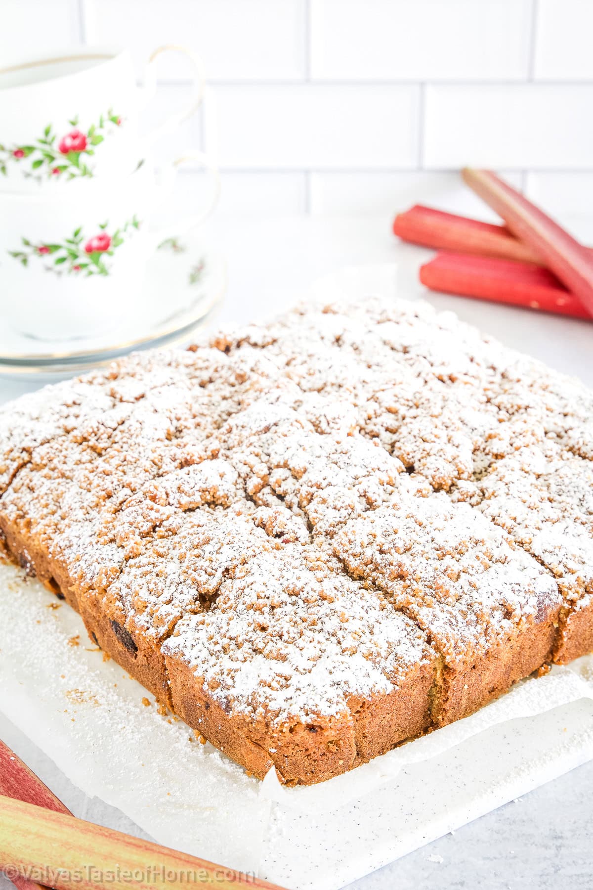 Perfectly moist and tender, this coffee cake strikes a beautiful balance between tangy and sweet, making it an ideal treat for breakfast, brunch, or an afternoon pick-me-up. 