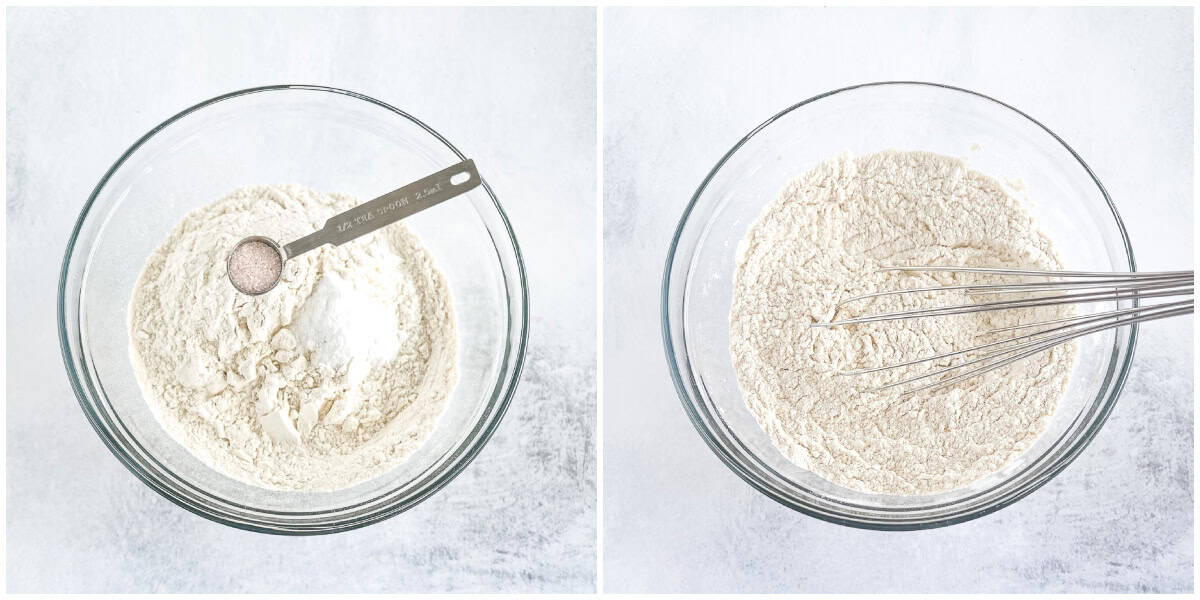 In a medium bowl, whisk together flour, baking powder, baking soda, and salt.