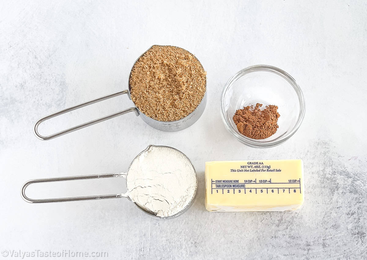 Warm and aromatic, cinnamon infuses the streusel with cozy spice that complements the tartness of the rhubarb.