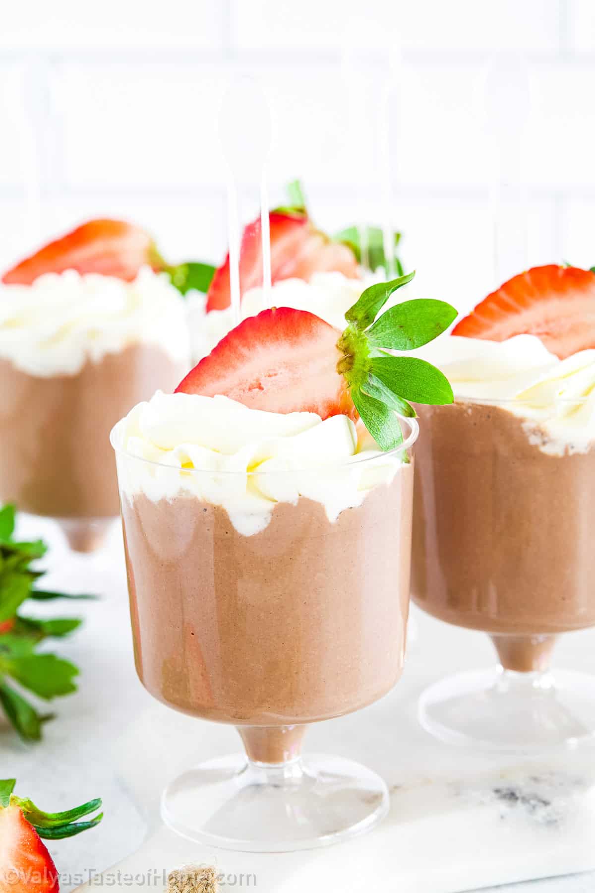 Close-up of chocolate mousse texture showing smoothness and richness.