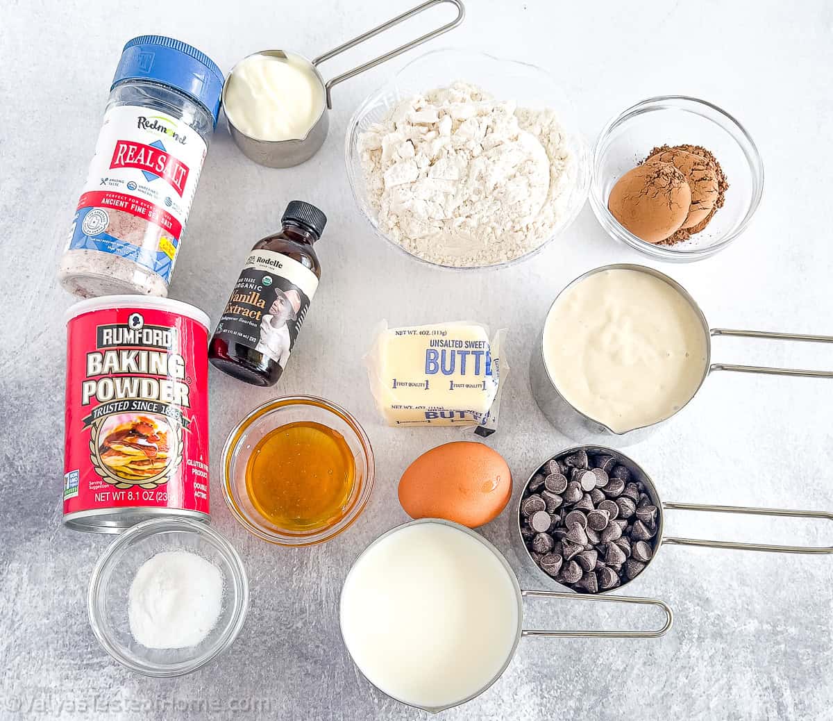 Ingredients for the sourdough chocolate pancakes